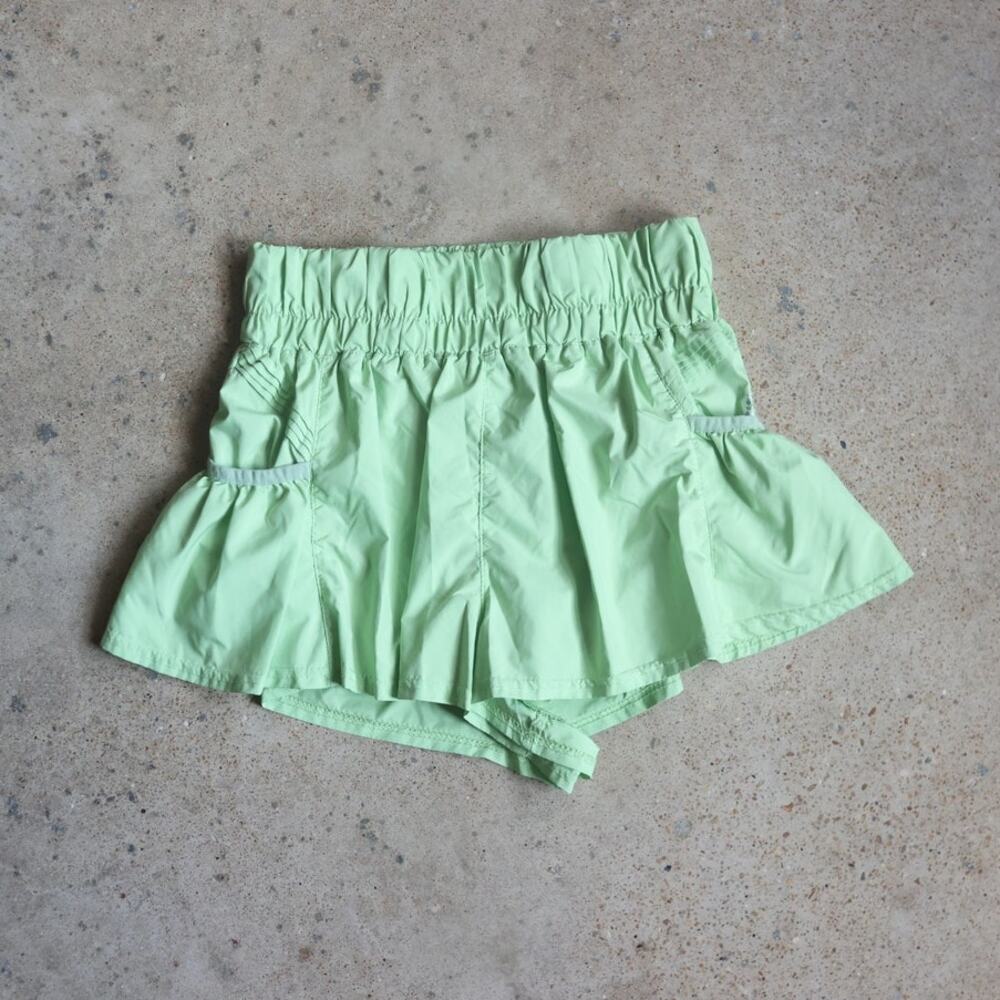 FP Movement Athletic Ruffle Running Shorts Lime Green Smocked Waist Size M - Picture 2 of 6